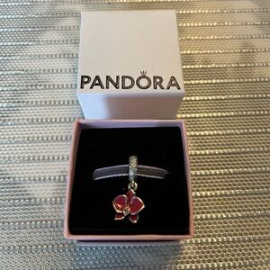 Authentic Pandora Dark Pink Orchid Charm